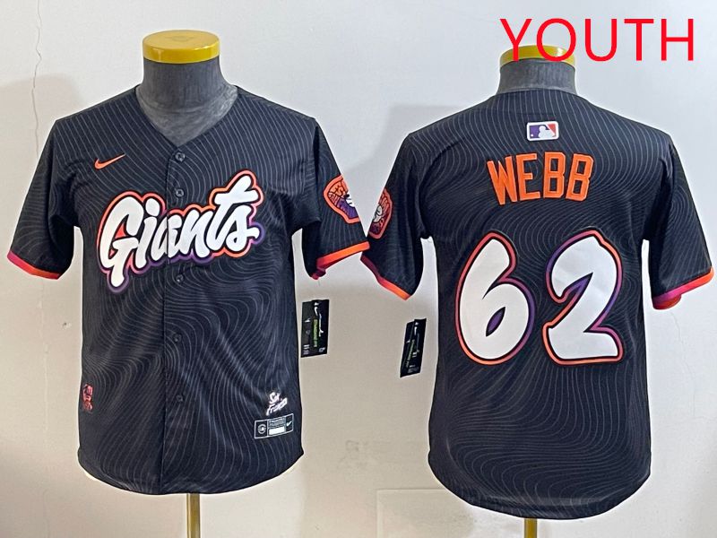 Youth San Francisco Giants #62 Webb Black Joint Name 2025 Nike MLB Jersey style 1